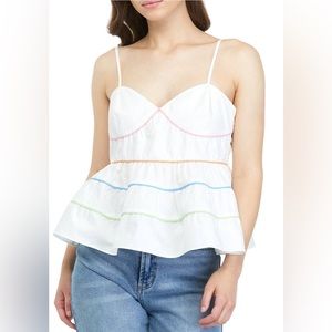 Cute White top with colorful stripes